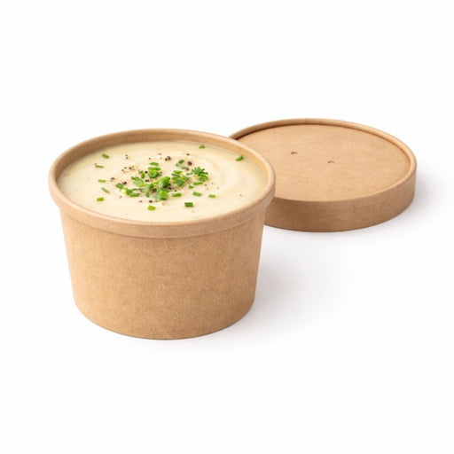 Vaso sopa kraft con tapa 230ml A60mm - 25Uds