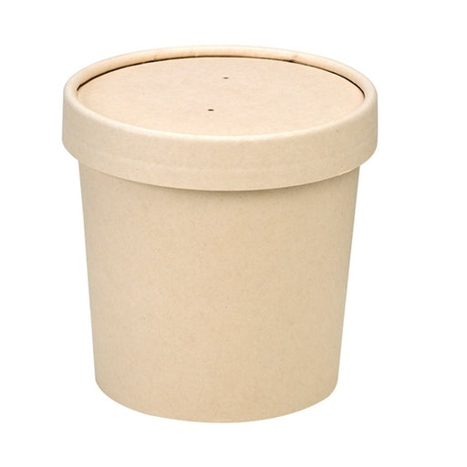 Vaso sopa cartón-fibra de bambú para caliente/frío con tapa 350ml A86mm - 25Uds