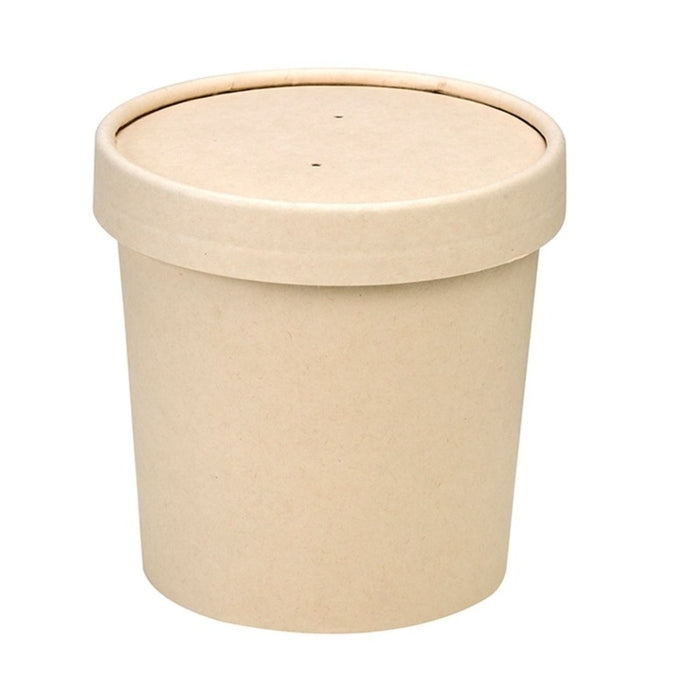 Vaso sopa cartón-fibra de bambú para caliente/frío con tapa 350ml A86mm - 25Uds