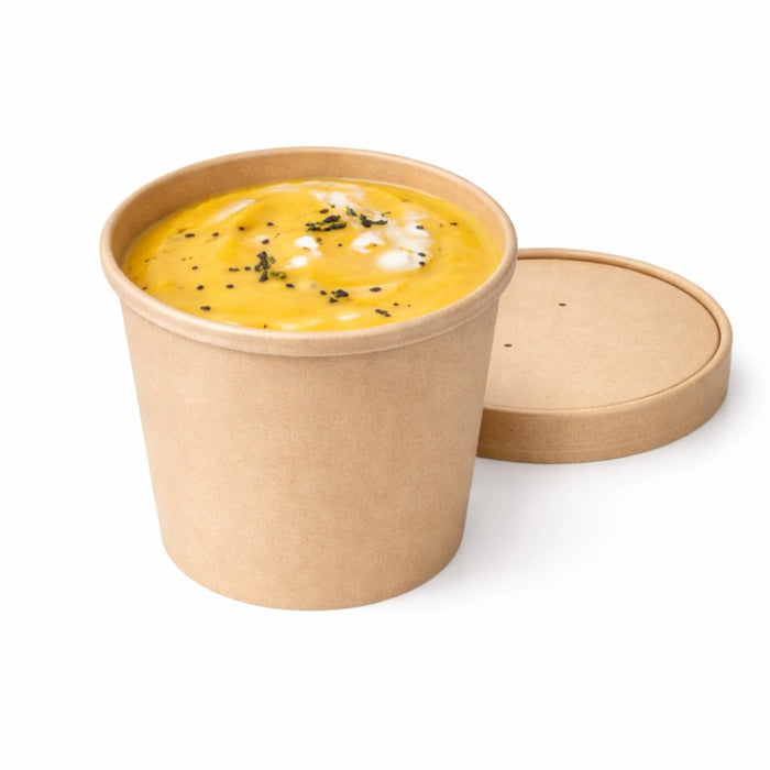 Vaso sopa cartón-fibra de bambú para caliente/frío con tapa 710ml A110mm - 25Uds