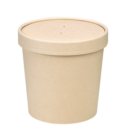 Vaso sopa cartón-fibra de bambú para caliente/frío con tapa 710ml A110mm - 25Uds