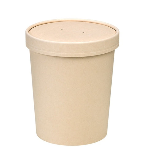 Vaso sopa cartón-fibra de bambú para caliente/frío con tapa 940ml A140mm - 25Uds