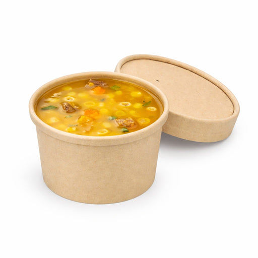 Vaso sopa cartón-fibra de bambú para caliente/frío con tapa 240ml A75mm - 25Uds
