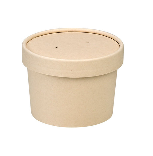 Vaso sopa cartón-fibra de bambú para caliente/frío con tapa 240ml A75mm - 25Uds