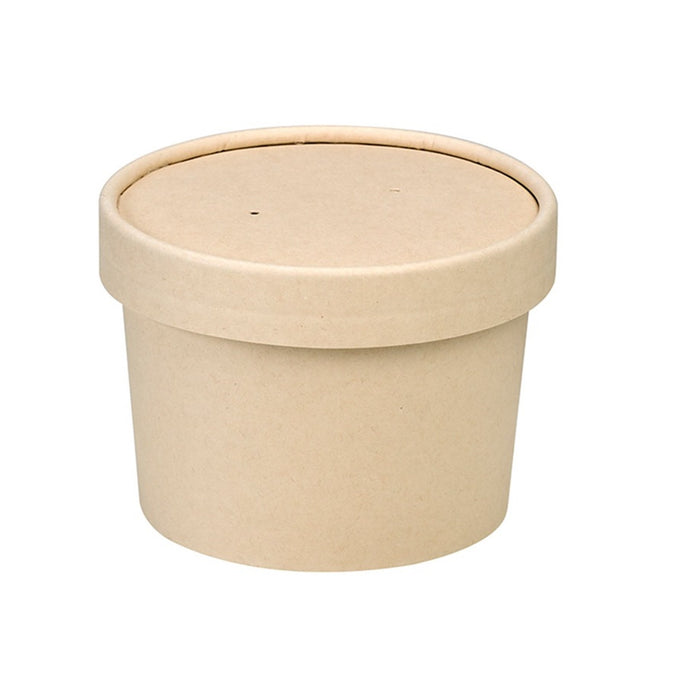 Vaso sopa cartón-fibra de bambú para caliente/frío con tapa 240ml A75mm - 25Uds