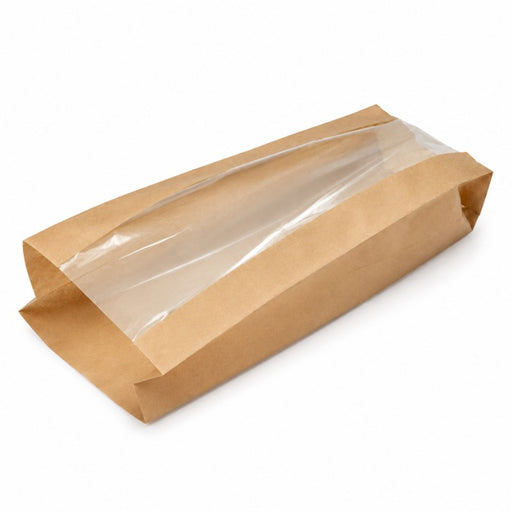 Bolsa de papel kraft para pan con ventana 100x40mm A580mm - 1000Uds
