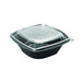 Combo Ensaladera PET cuadrada negra con Tapa 1000ml 190x190mm A55mm - 150Uds