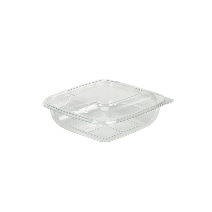 Combo Ensaladera PET cuadrada transparente con Tapa 1000ml 190x190mm A55mm - 150Uds