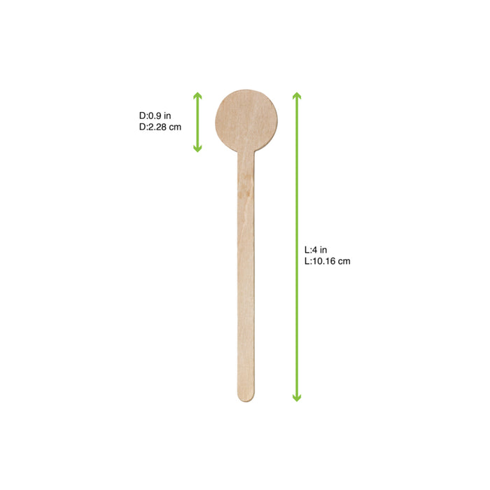 Agitador de café de madera con punta redonda A100mm - 500Uds