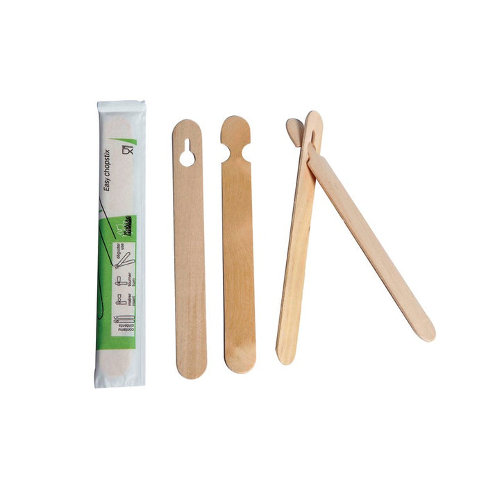 Palillos chinos de madera empaquetados por 2 unidades A150mm - 100Uds