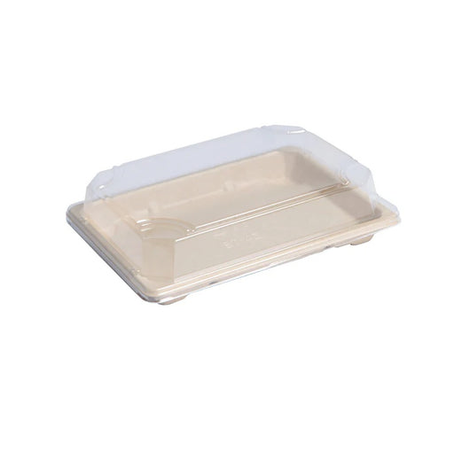 Bandeja sushi de pulpa con tapa transparente 167x117mm A40mm - 50Uds