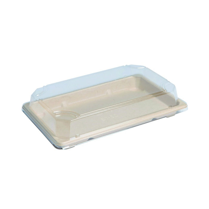 Bandeja sushi de pulpa con tapa transparente 216x135mm A40mm - 50Uds