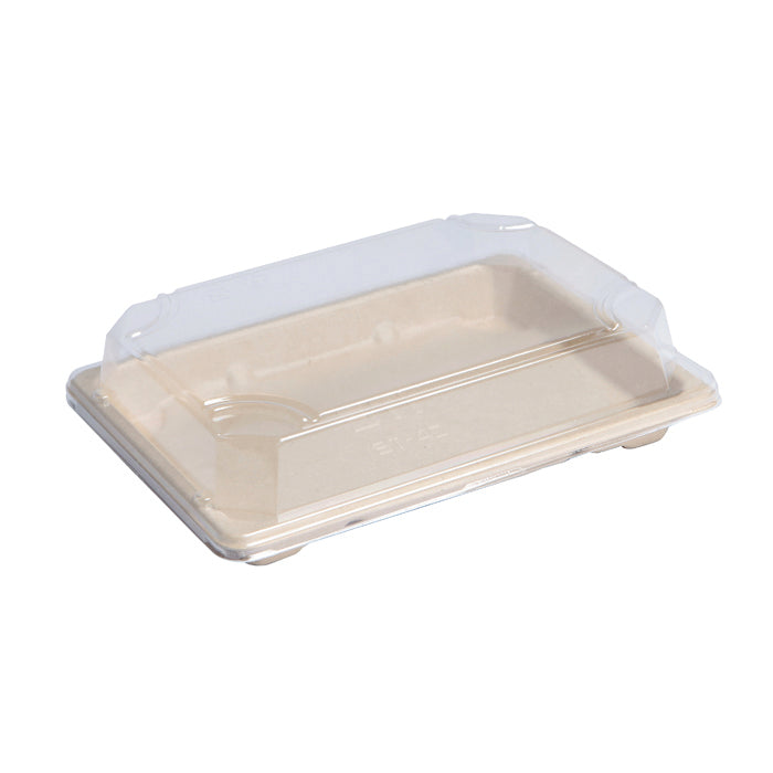 Bandeja sushi de pulpa con tapa transparente 167x117mm A40mm - 50Uds