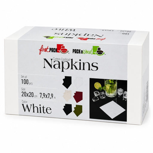Servilleta de cocktail de algodón blanca 200x195,2mm - 100Uds