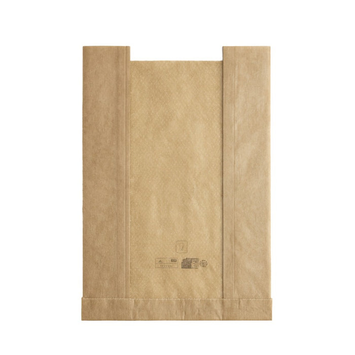 Bolsa de papel kraft marrón con ventana microperforada 180x40mm H220mm - 1000Uds