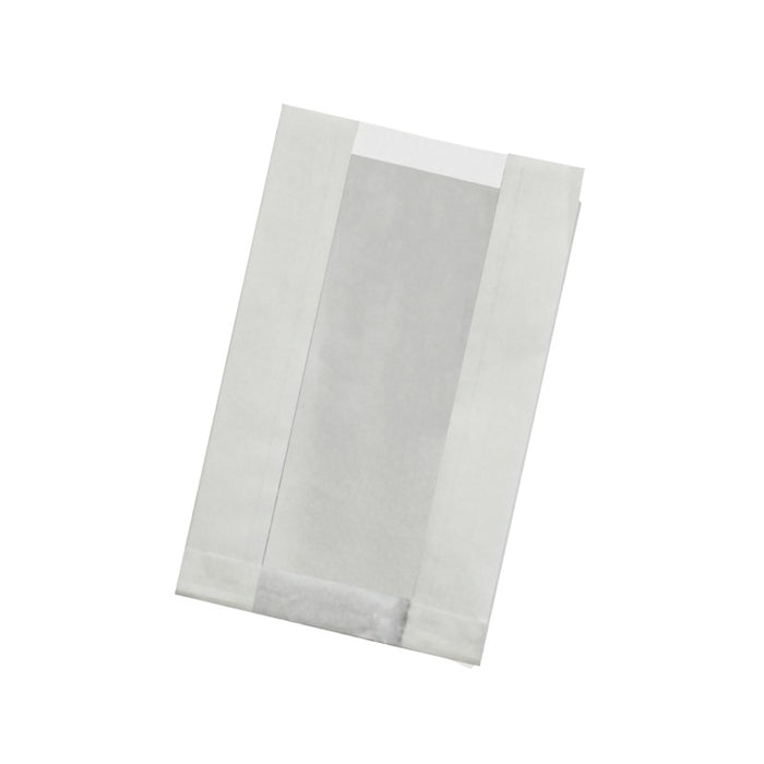 Bolsa de papel kraft antigrasa blanca con ventana PP 220x140mm A60mm - 1000Uds