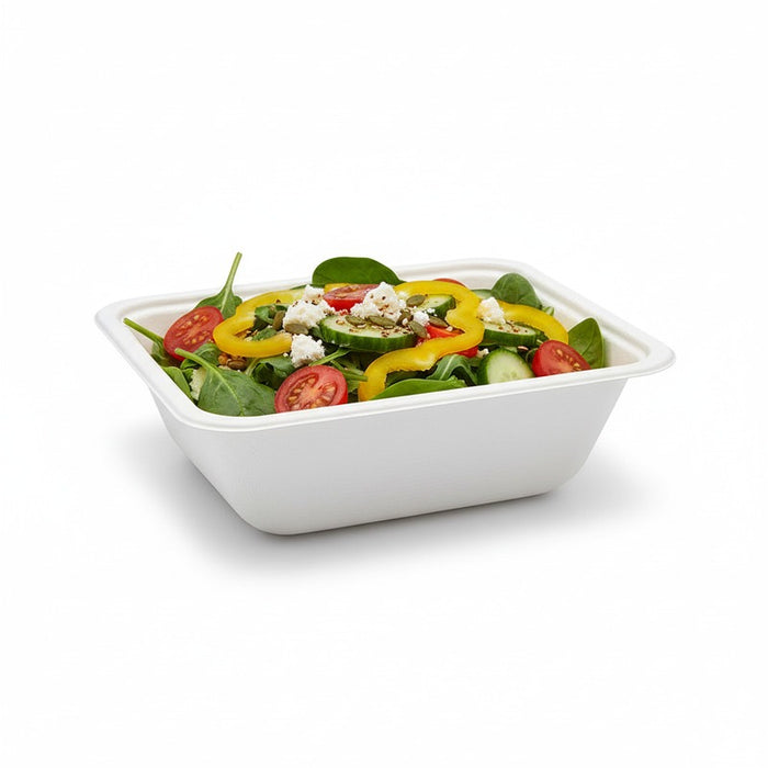 Bandeja de Pulpa laminado PLA sellable 375ml 137x95mm A45mm - 100Uds