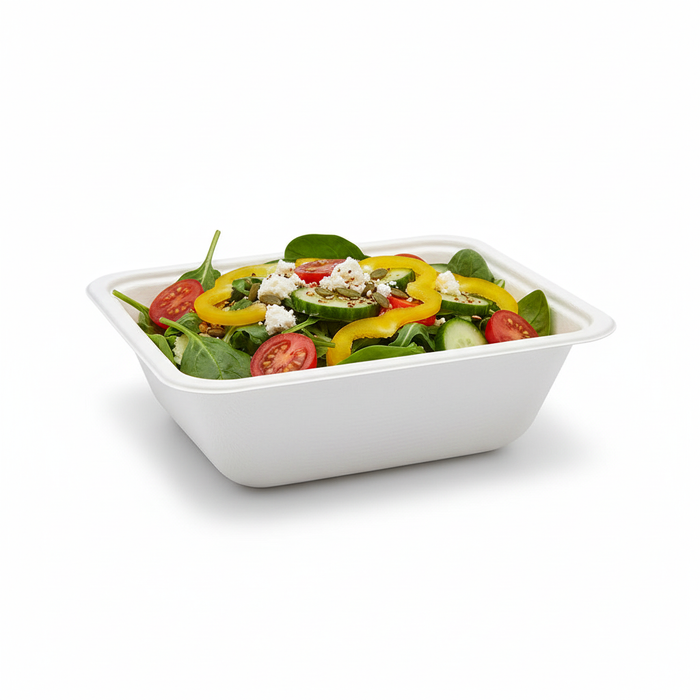 Bandeja de Pulpa laminado PLA sellable 375ml 137x95mm A45mm - 100Uds