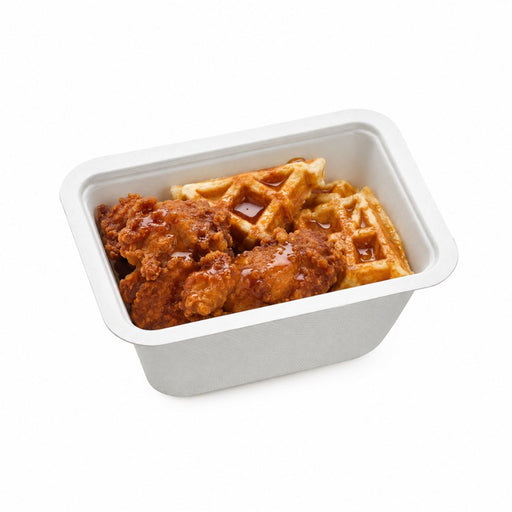 Bandeja de Pulpa laminado PLA sellable 500ml 137x95mm A63mm - 100Uds