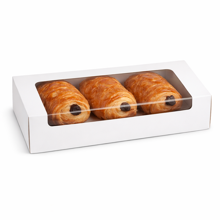 Caja cartón blanca laminada con ventana 190x113mm A44mm - 50Uds