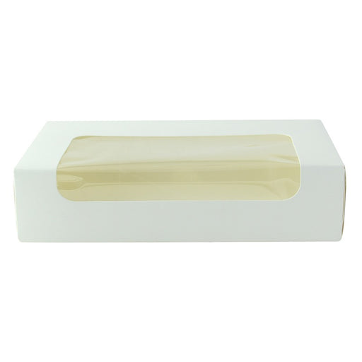 Caja cartón blanca laminada con ventana 190x113mm A44mm - 50Uds