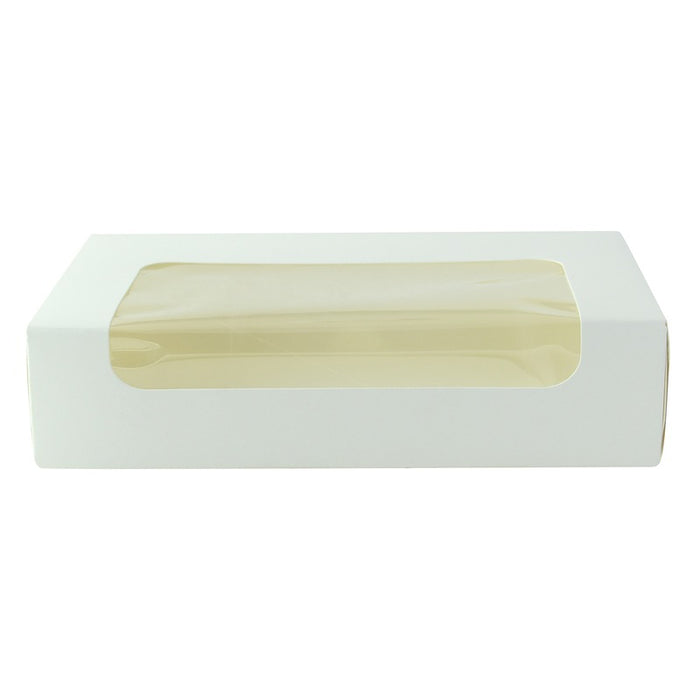 Caja cartón blanca laminada con ventana 190x113mm A44mm - 50Uds