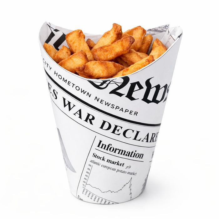 Vaso para snack de cartón blanco con cierre decoración News 270ml A118mm - 50Uds