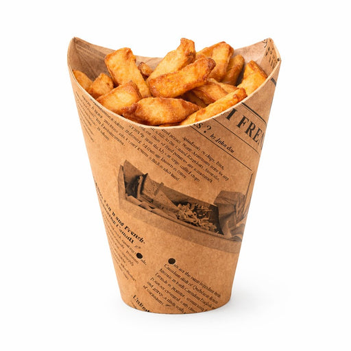 Pote de cartón marrón con cierre decoración News para Burritos/Wraps/Snacks 480ml A123mm - 50Uds