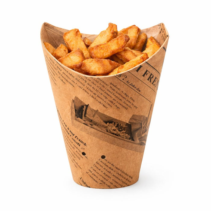 Pote de cartón marrón con cierre decoración News para Burritos/Wraps/Snacks 480ml A123mm - 50Uds