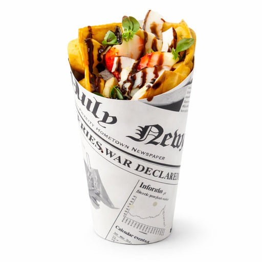 Vaso para snack de cartón blanco con cierre decoración News 480ml A157mm - 50Uds