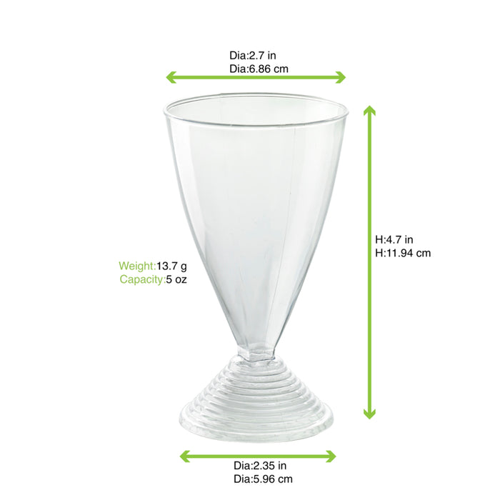 Vaso para vino de plástico transparente reutilizable en PS 150ml A120mm - 6Uds