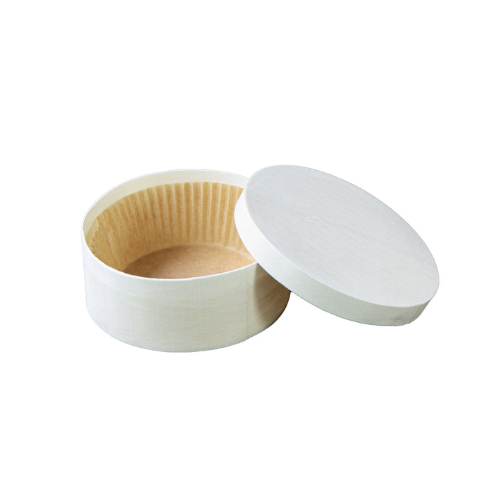 Caja redonda de madera con papel sulfurizado para hornear Ø120mm A50mm - 10Uds