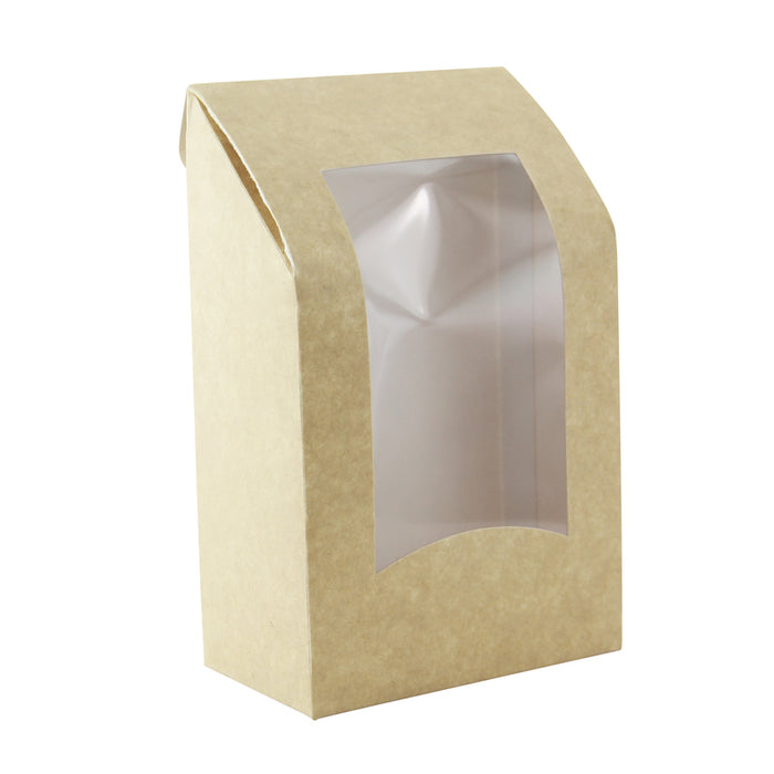Envase de cartón kraft para wraps con ventana 95x54mm A152mm - 50Uds