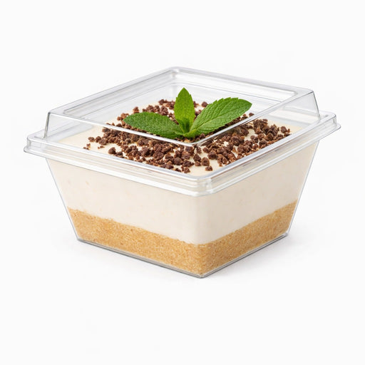 Envase Deli PET Piramide transparente con tapa bisagra 250ml 105x105mm A55mm - 50Uds