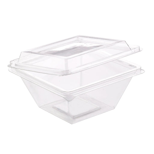 Envase Deli PET Piramide transparente con tapa bisagra 250ml 105x105mm A55mm - 50Uds