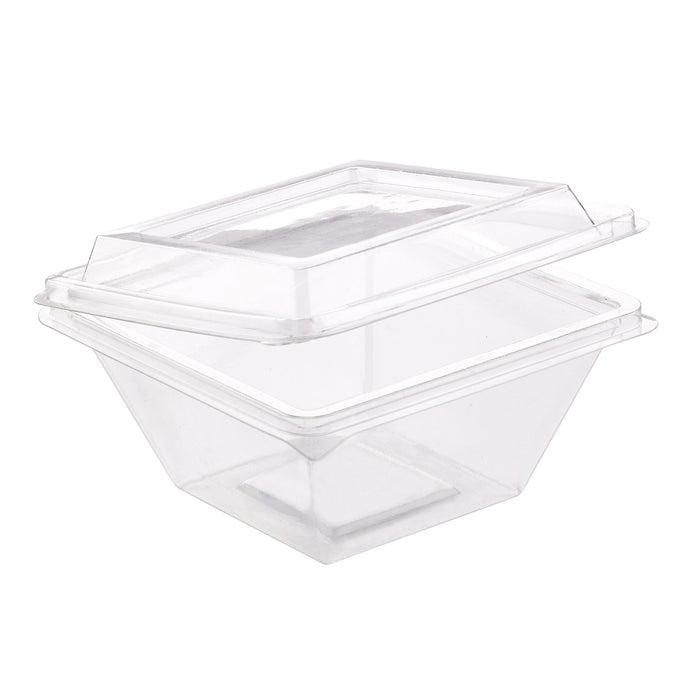 Envase Deli PET Piramide transparente con tapa bisagra 250ml 105x105mm A55mm - 50Uds
