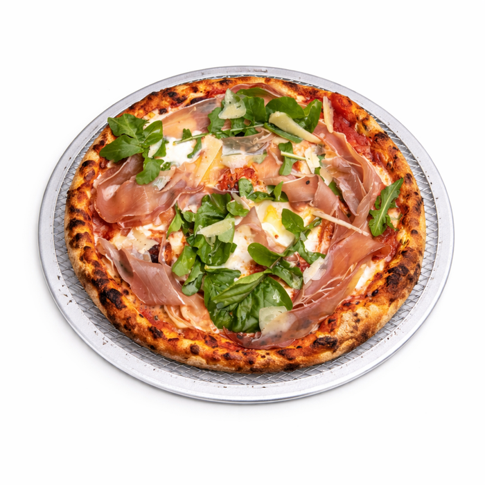 Rejilla redonda de aluminio para pizza con base perforada Ø228mm - 12Uds