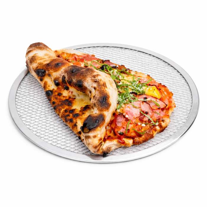 Rejilla redonda de aluminio para pizza con base perforada Ø355mm - 12Uds