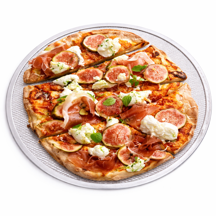 Rejilla redonda de aluminio para pizza con base perforada Ø508mm - 12Uds