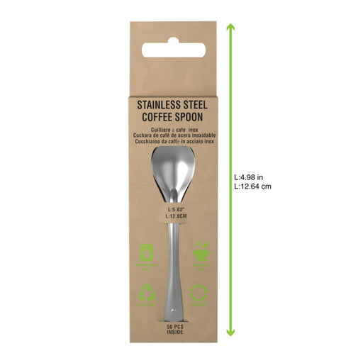 Cuchara de café de acero inoxidable con estuche, se debe lavar antes de usar 128x27mm A15mm - 50Uds