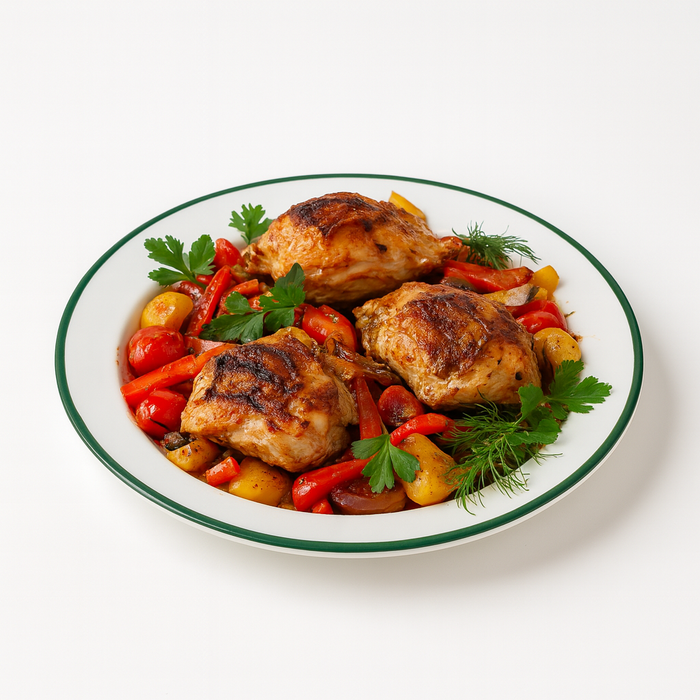 Plato de acero esmaltado blanco Enamely con borde verde Ø200mm A30mm - 12Uds