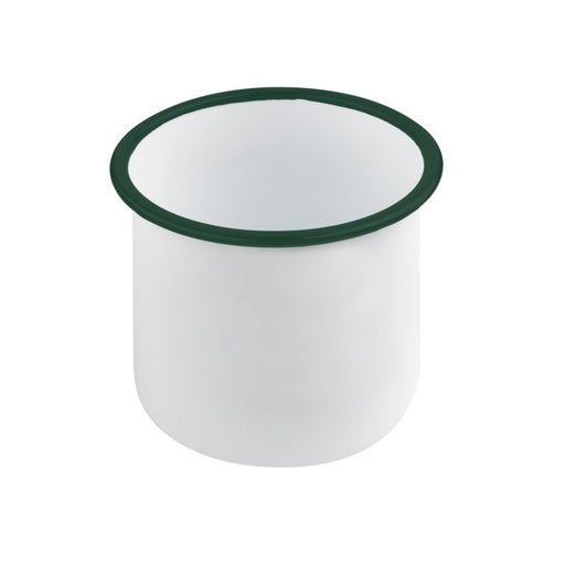 Bote de acero esmaltado blanco Enamely con borde recto y verde 1200ml A120mm - 12Uds