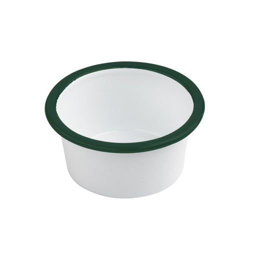 Bote de acero esmaltado blanco Enamely con borde recto y verde 160ml A45mm - 12Uds