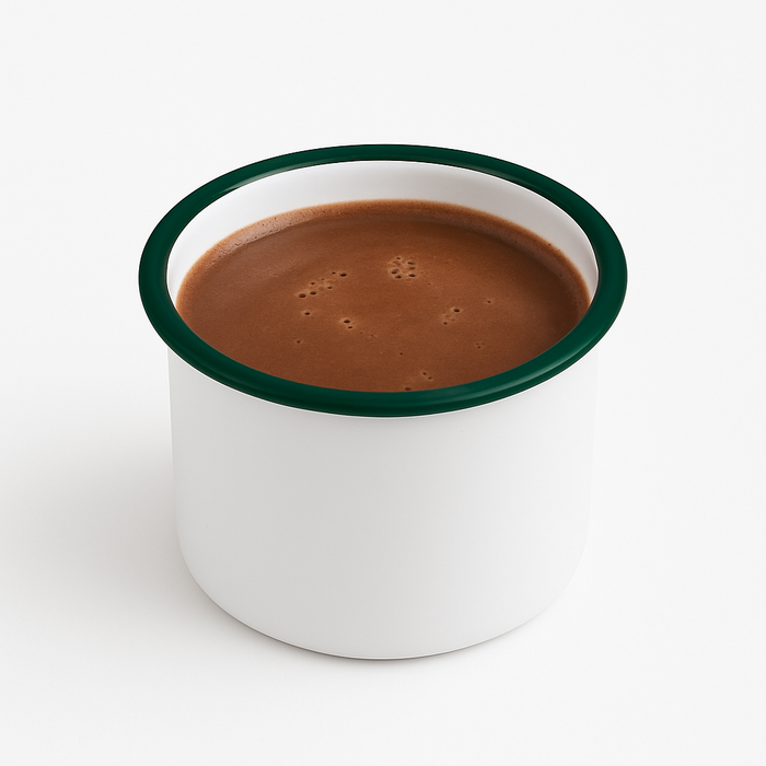 Bote de acero esmaltado blanco Enamely con borde recto y verde 350ml A80mm - 12Uds