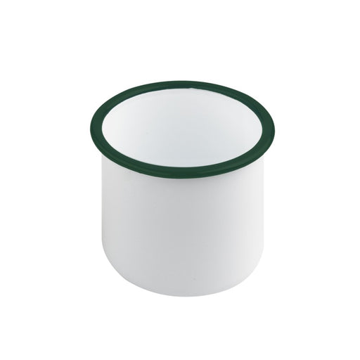 Bote de acero esmaltado blanco Enamely con borde recto y verde 350ml A80mm - 12Uds