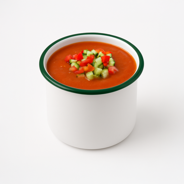 Bote de acero esmaltado blanco Enamely con borde recto y verde 730ml A100mm - 12Uds