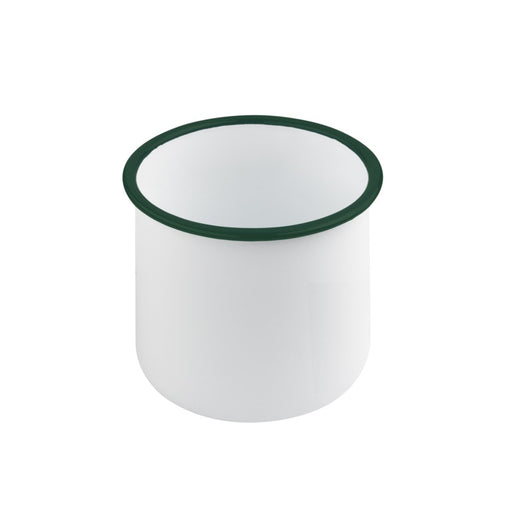 Bote de acero esmaltado blanco Enamely con borde recto y verde 730ml A100mm - 12Uds