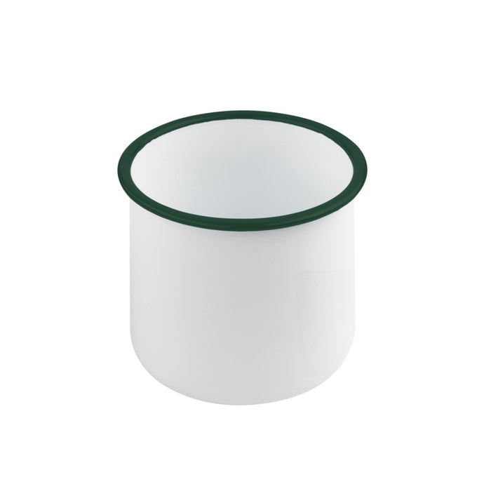 Bote de acero esmaltado blanco Enamely con borde recto y verde 730ml A100mm - 12Uds