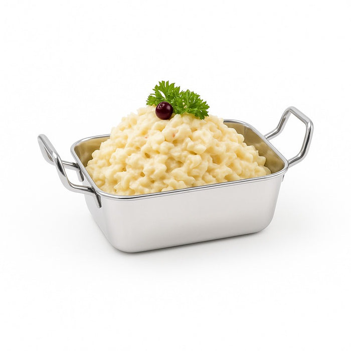 Mini plato rectangular inox con asas 420ml 140x90mm - 12Uds