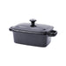 Mini olla negra rectangular de porcelana con tapa 190ml 155x85mm A70mm - 12Uds